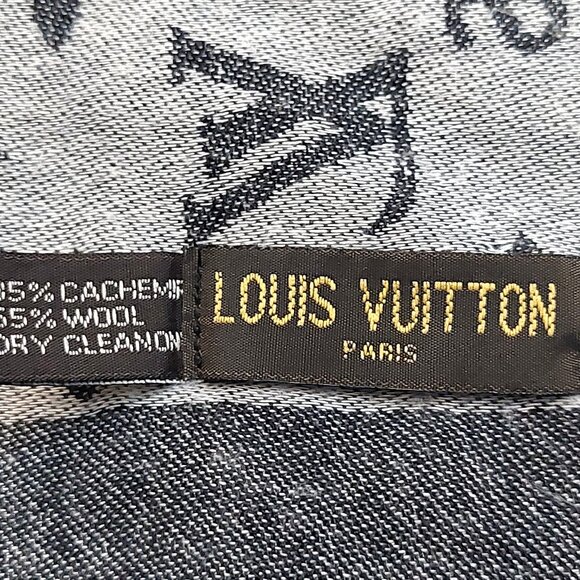 LOUIS VUITTON LV Monogram Charcoal Gray & Heather Gray Scarf Shawl Wrap - Picture 4 of 16